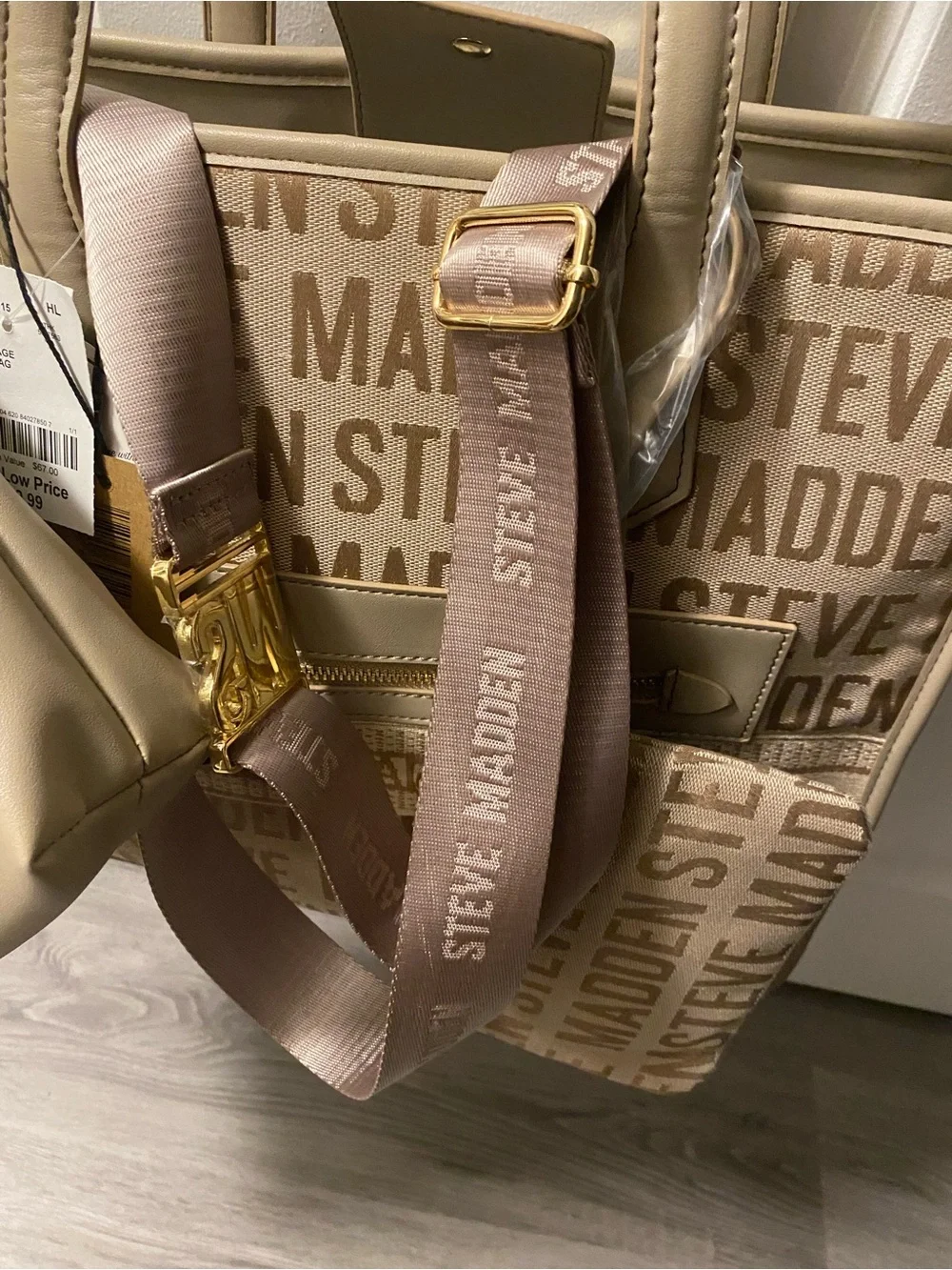 Steve Madden Tan Logo Tote Bag